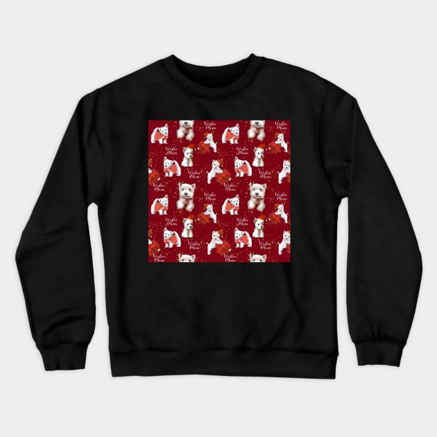 Christmas westies red pattern Crewneck Sweatshirt by ArtInPi
